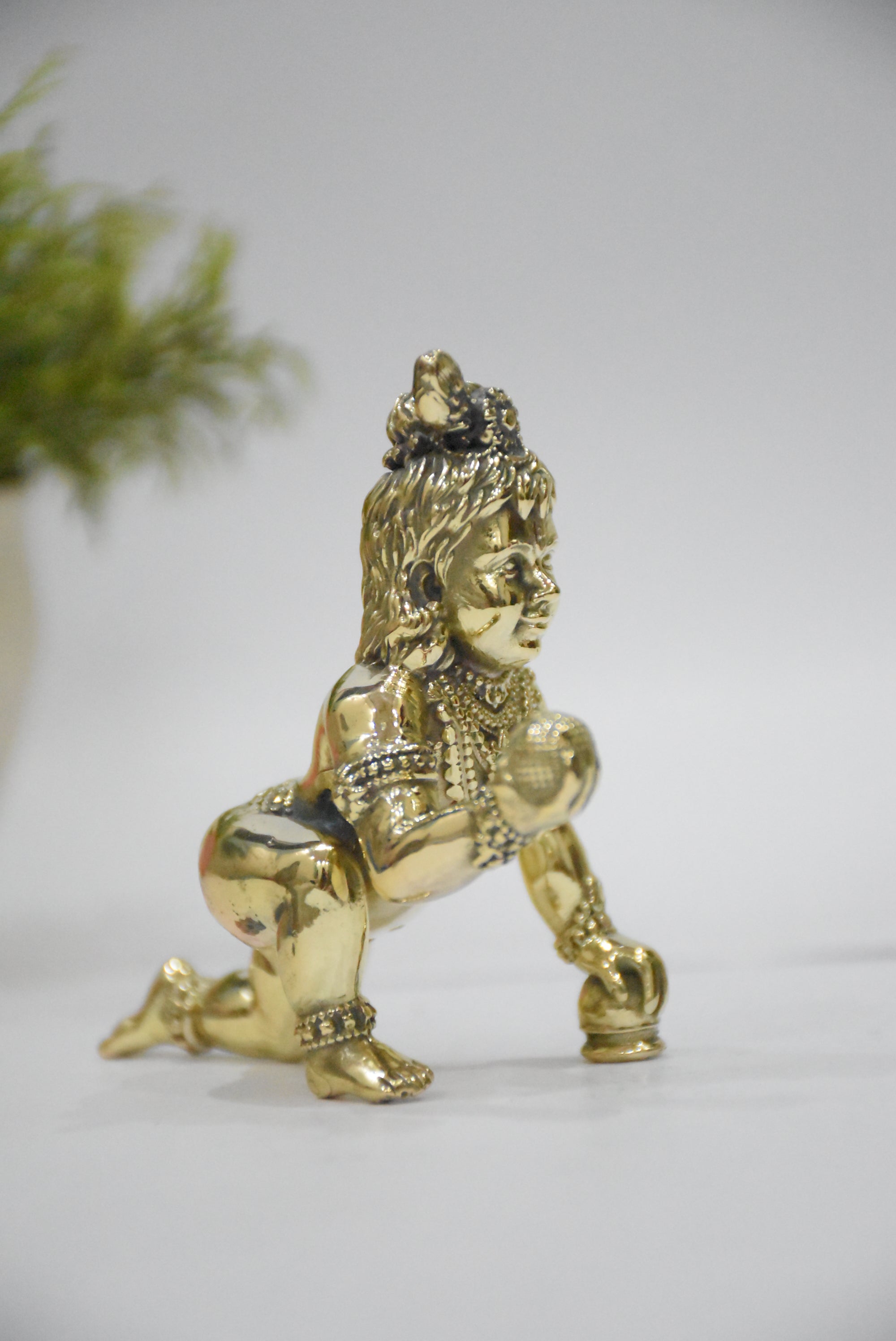 Brass Laddu Gopal Idol | Divine Bal Krishna Murti for Home Mandir & Janmashtami